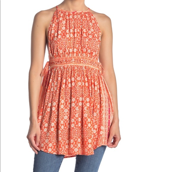 NEW Free People Mid-Summers Day Orange Mini Dress or Tunic Top - Picture 4 of 5